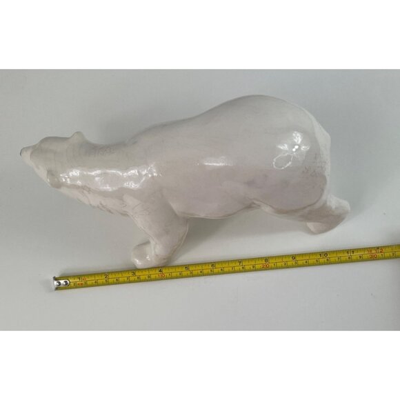 Handcrafted Vintage Ceramic Polar Bear Figurine With Crackle Glaze Finish - Picture 9 of 13